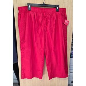 Danskin Now Active Capri Pants Elastic‎ Waist Red XL/XG (16-18) Lined Mesh